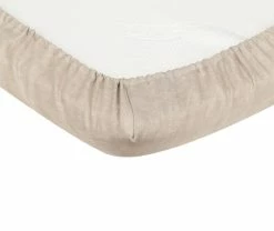 MoKee TEXTILES Natural Italian Linen | Midi Cot Bed Fitted Sheet (140x70)